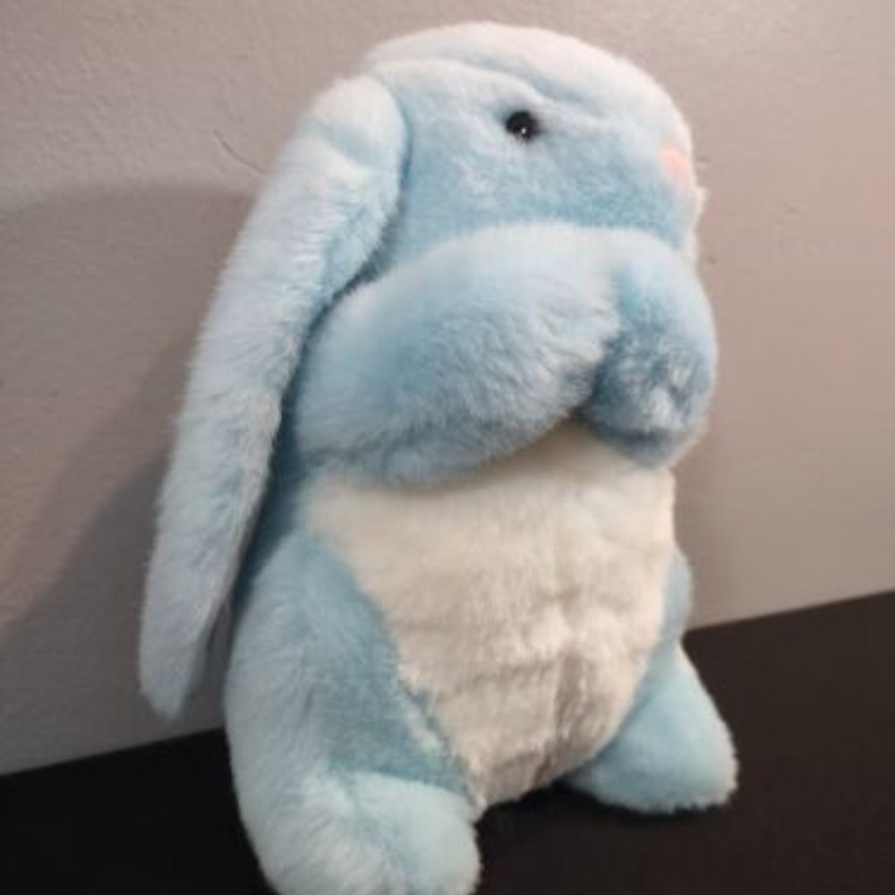 9" Easter Bunny Rabbit White Light Blue Plush Stuffed Animal Beta Toys Polyester
